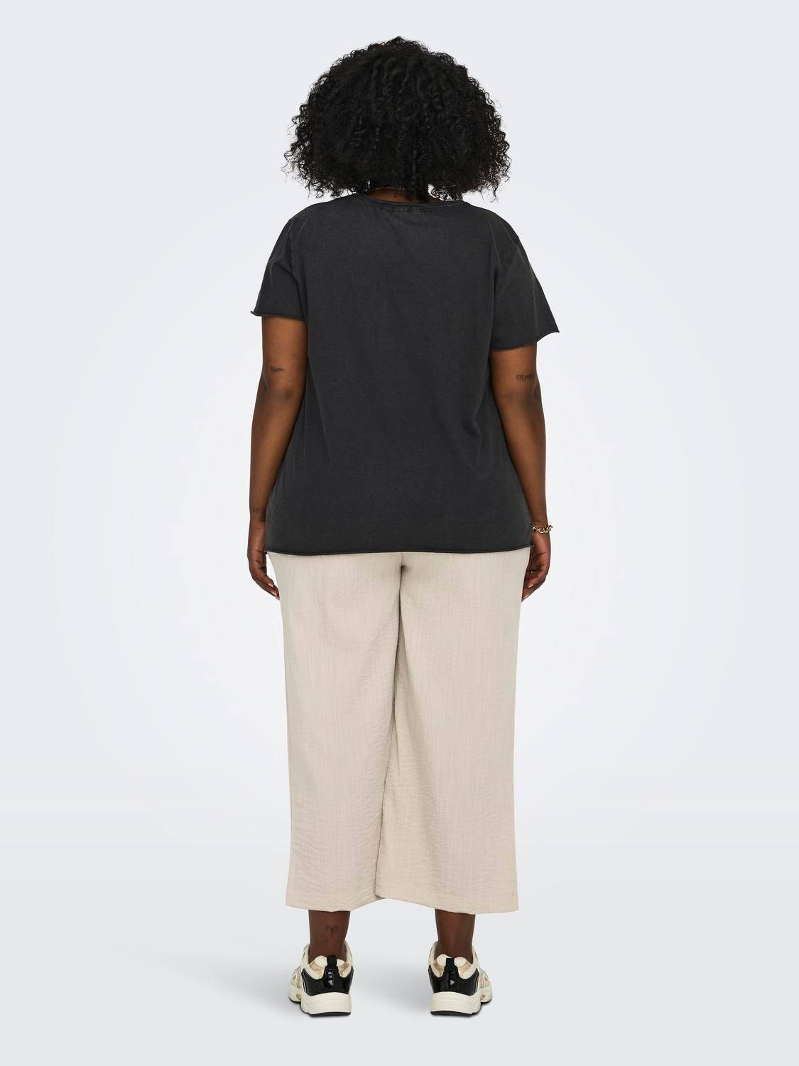ONLY T-shirt Regular Fit Paricollo Curve -Black - 15292571