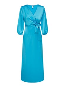 ONLY Regular Fit V-hals Lang kjole -Cyan Blue - 15292597