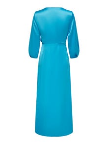 ONLY Normal passform V-ringning Lång klänning -Cyan Blue - 15292597