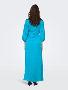 ONLY Regular Fit V-hals Lang kjole -Cyan Blue - 15292597