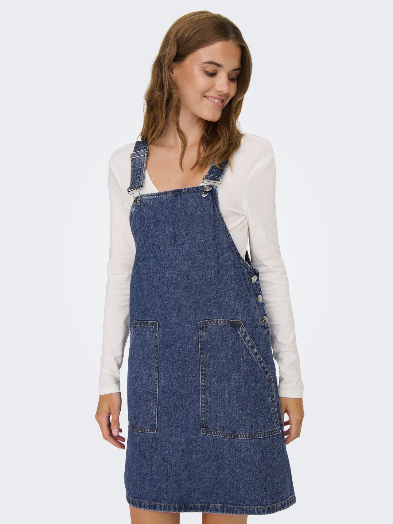 ONLY Mini denim dress without sleeves -Medium Blue Denim - 15292640