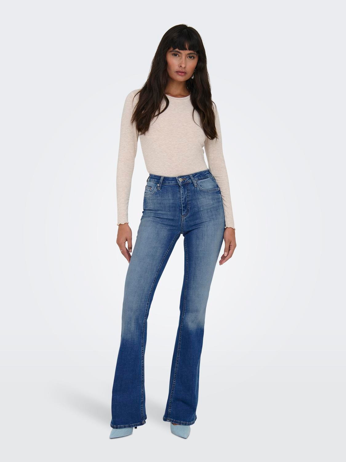 ONLY ONLHella High Waist Flared Jeans -Medium Blue Denim - 15292676