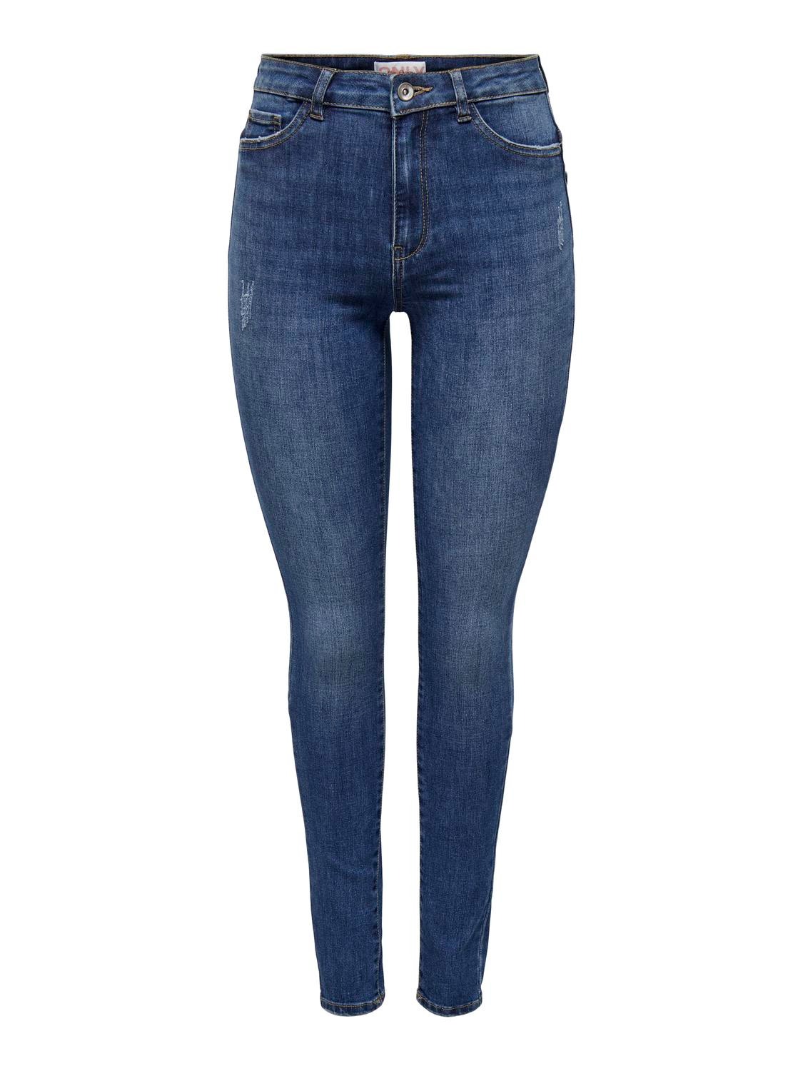 ONLY Skinny Fit Hohe Taille Jeans -Medium Blue Denim - 15292693
