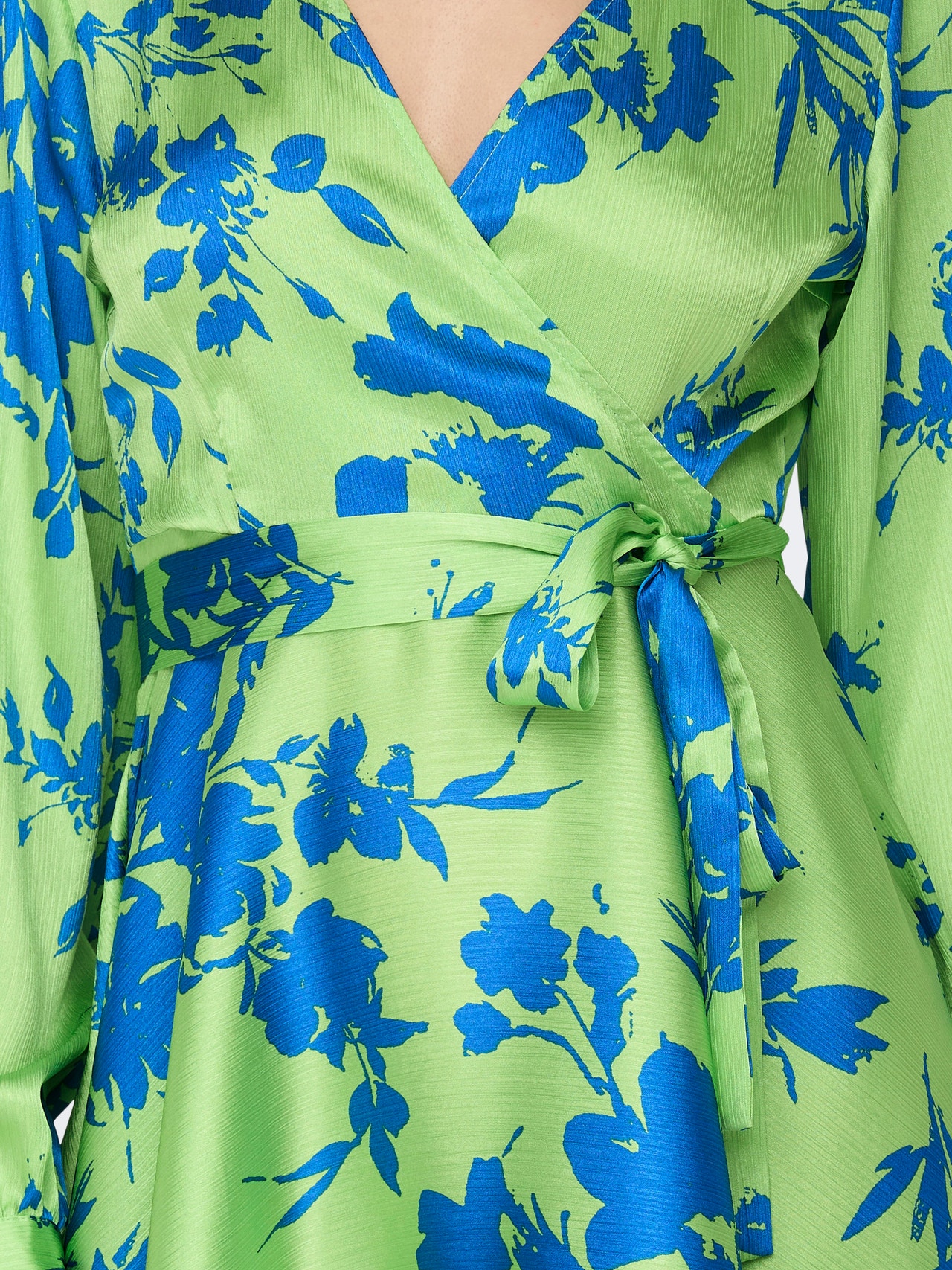 ONLY mini Long Sleeved Wrap Dress -Summer Green - 15292716