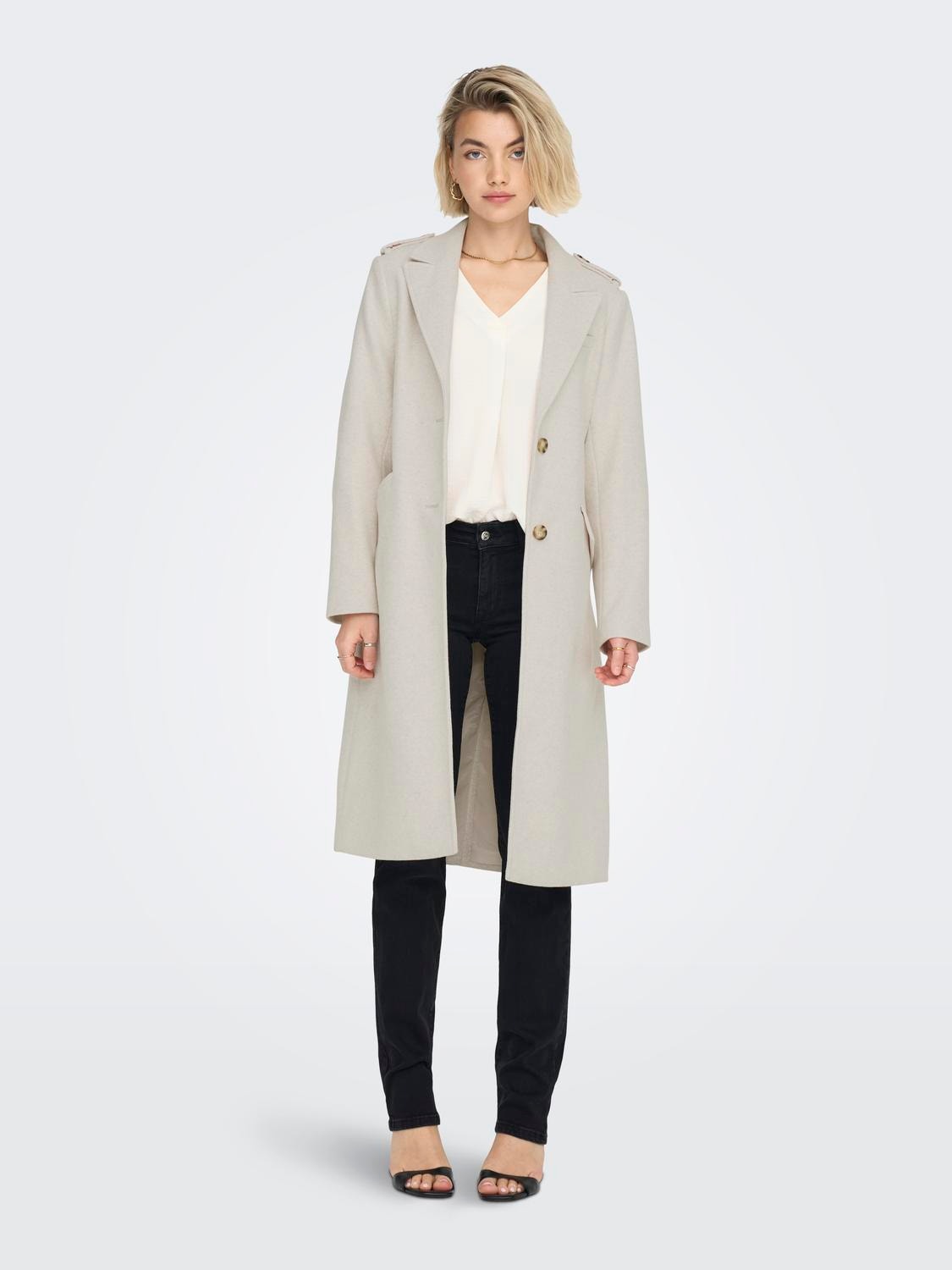 Spread collar Coat | White ONLY® 