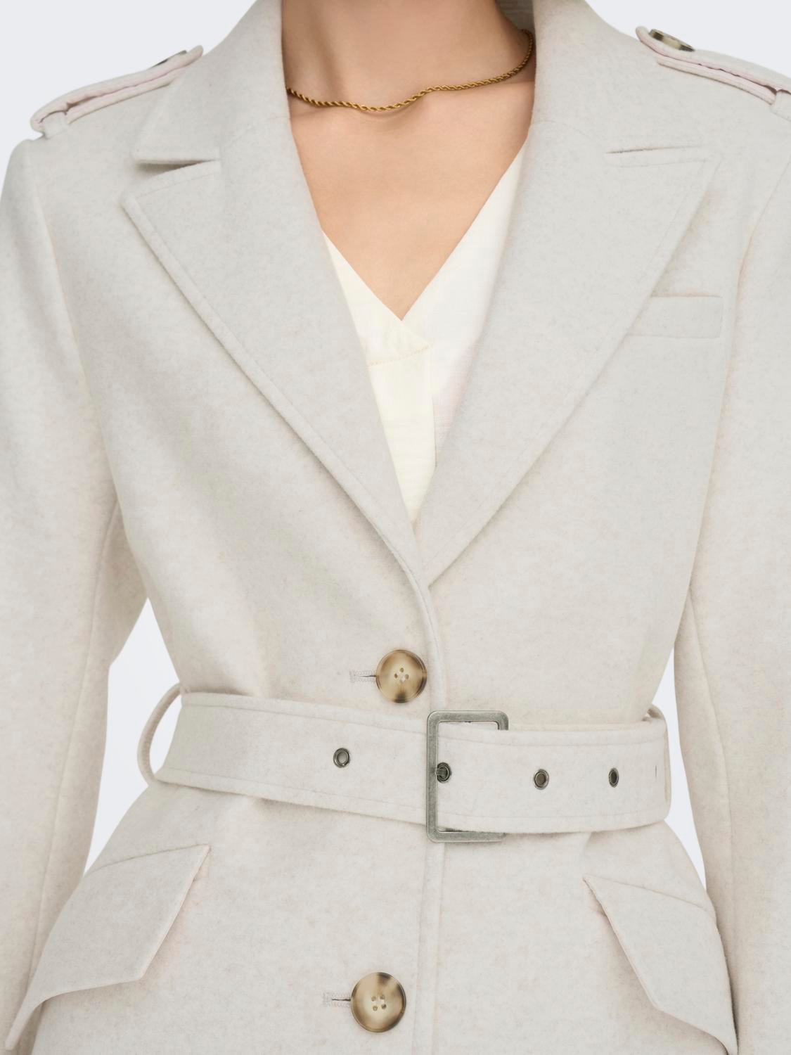 ONLY Jacket with belt in waist -Whisper White - 15292803