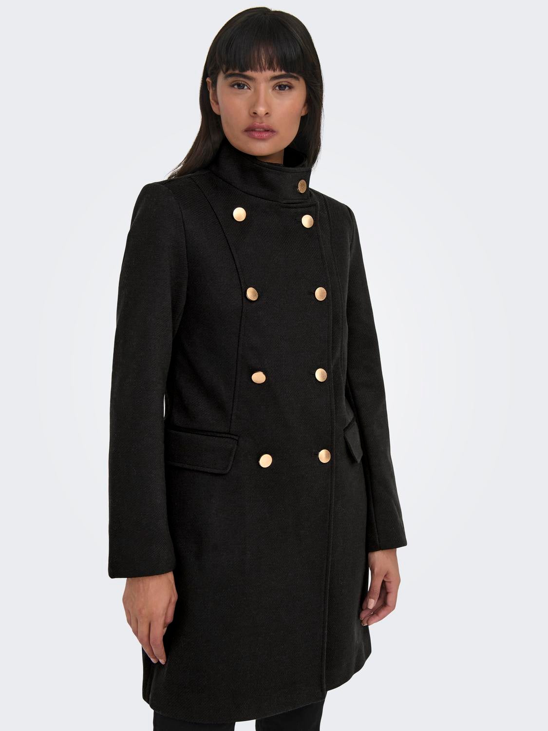 High neck clearance trench coat