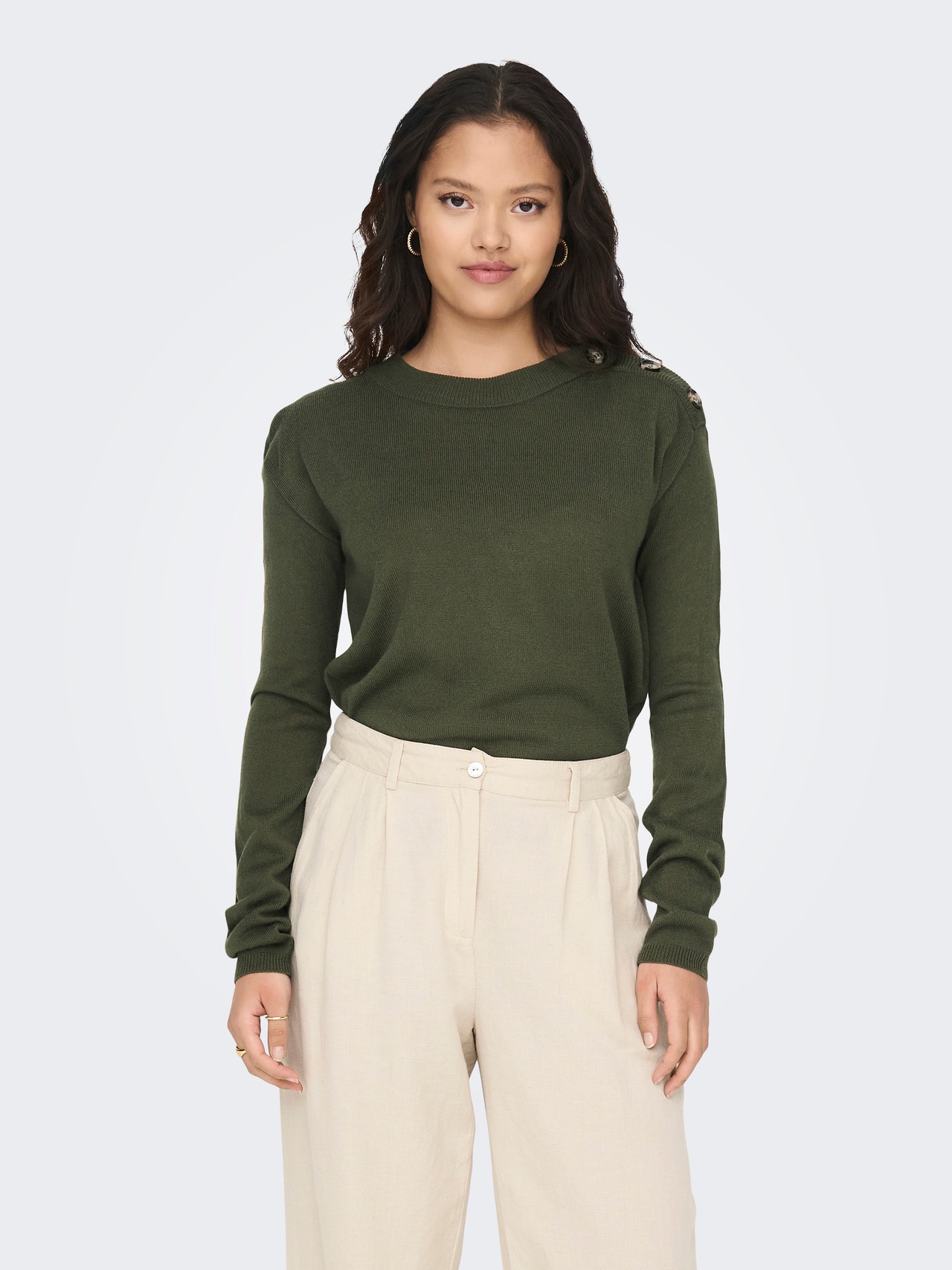 ONLY Round Neck Dropped shoulders Pullover -Kalamata - 15292872