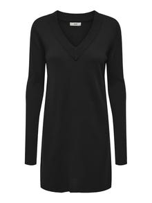ONLY Normal geschnitten V-Ausschnitt Lange Bündchen Kurzes Kleid -Black - 15292875