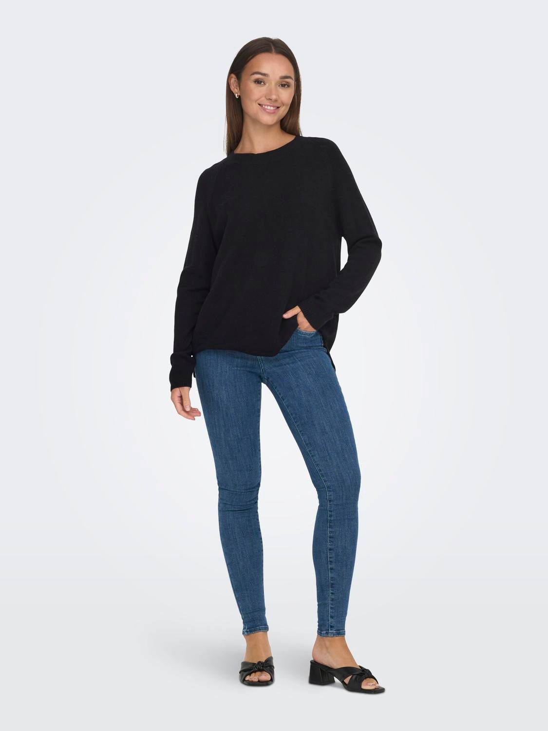 ONLY Knit fit O-hals Pullover -Black - 15292897