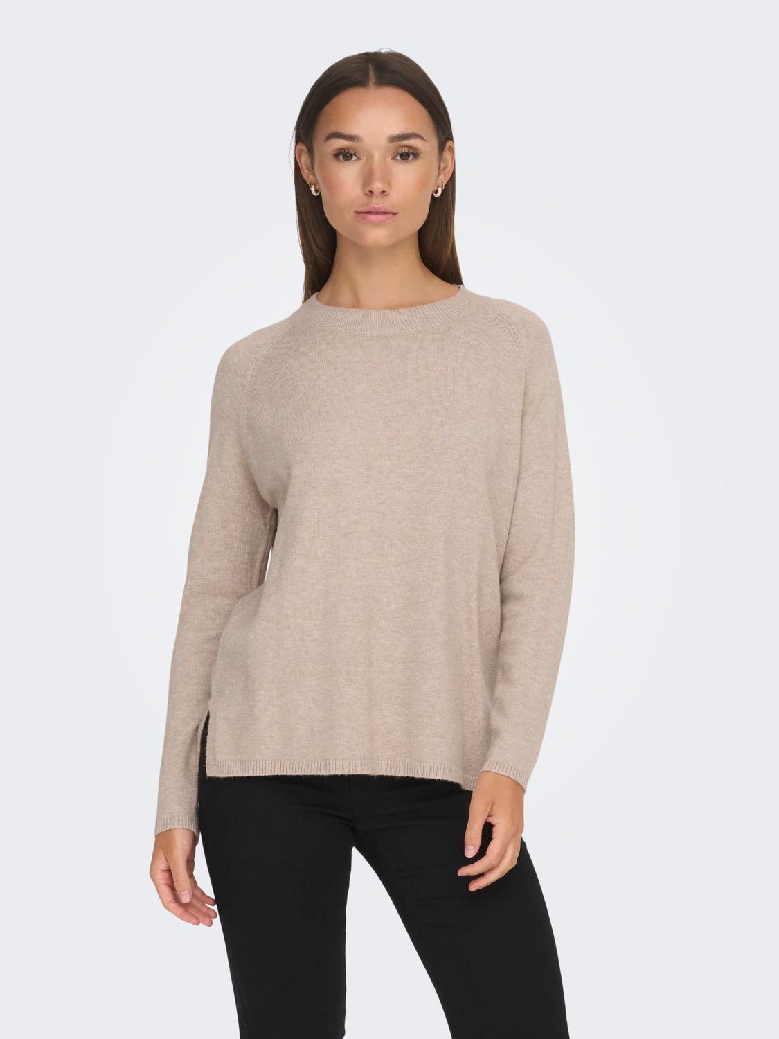 ONLY Knit fit O-hals Pullover -Beige - 15292897