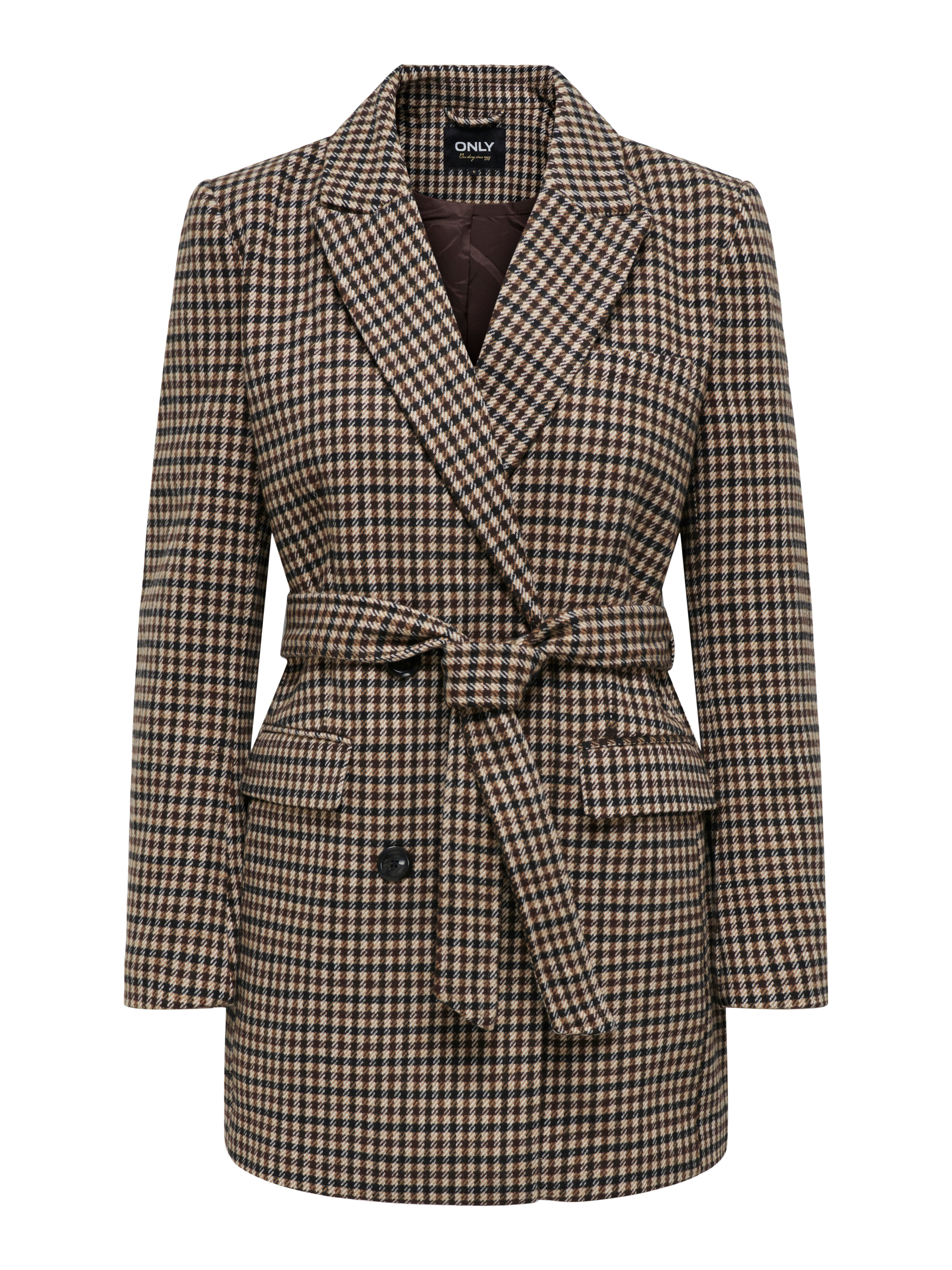 Belted check outlet blazer