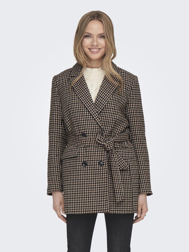 ONLY Checked blazer with belt - 15292899