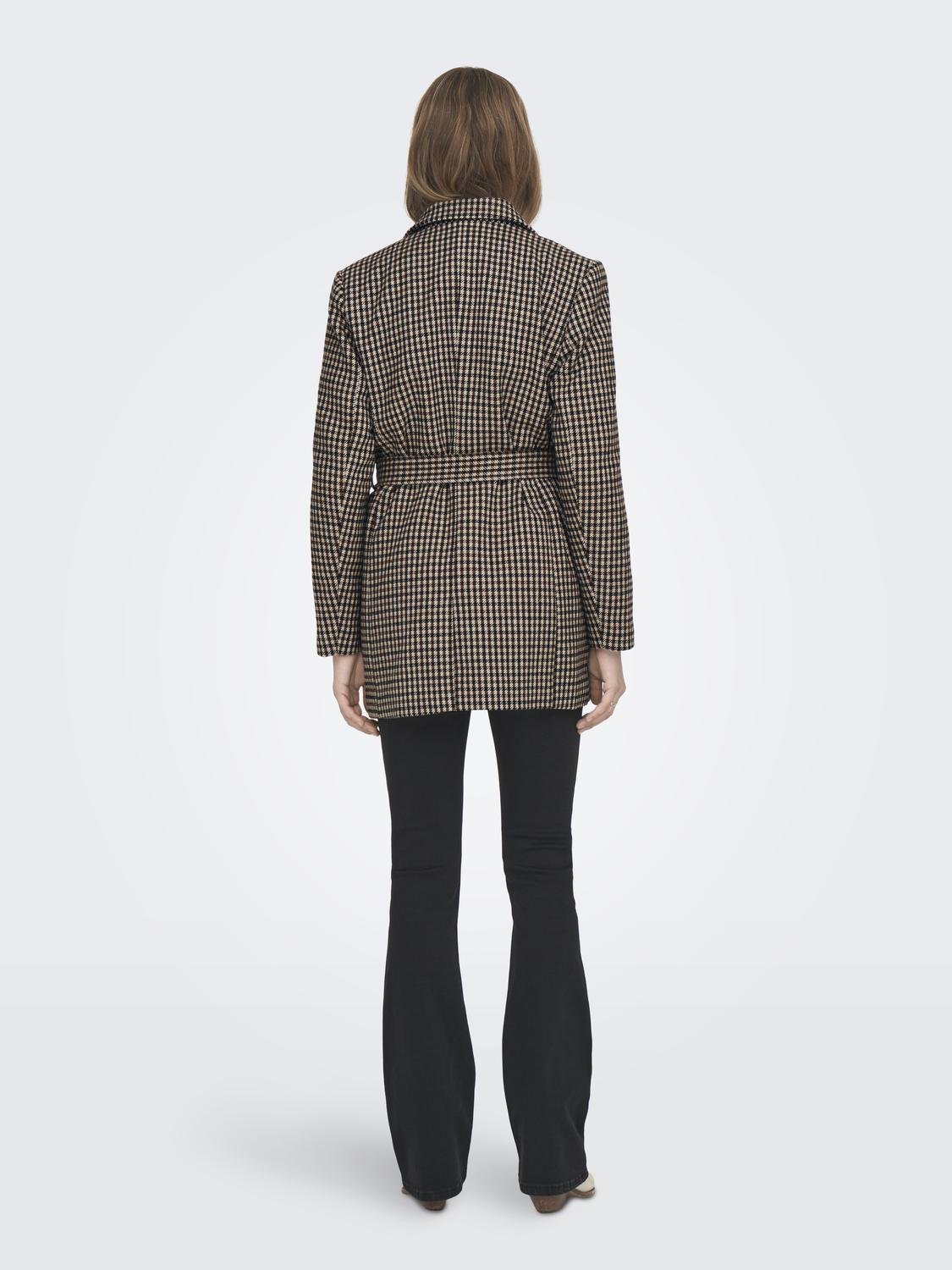ONLY Checked blazer with belt -Toasted Coconut - 15292899