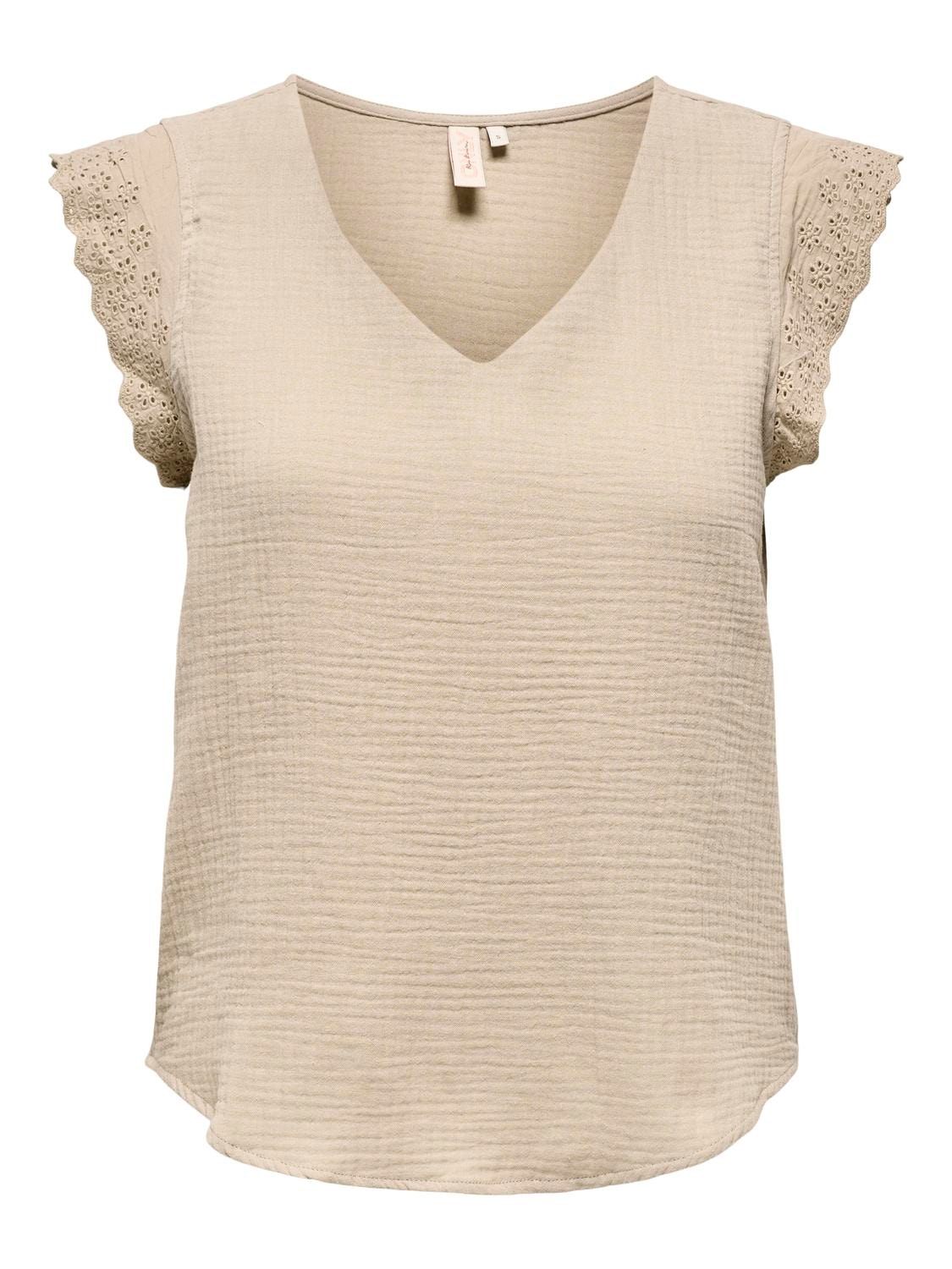 ONLY Regular fit V-Hals Top -Oxford Tan - 15292918