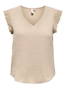 ONLY Tops Corte regular Cuello en V -Oxford Tan - 15292918