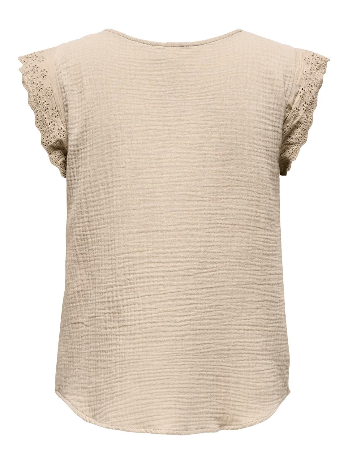 ONLY Regular fit V-Hals Top -Oxford Tan - 15292918