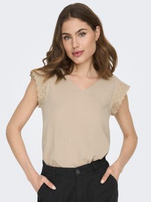 ONLY Tops Corte regular Cuello en V -Oxford Tan - 15292918