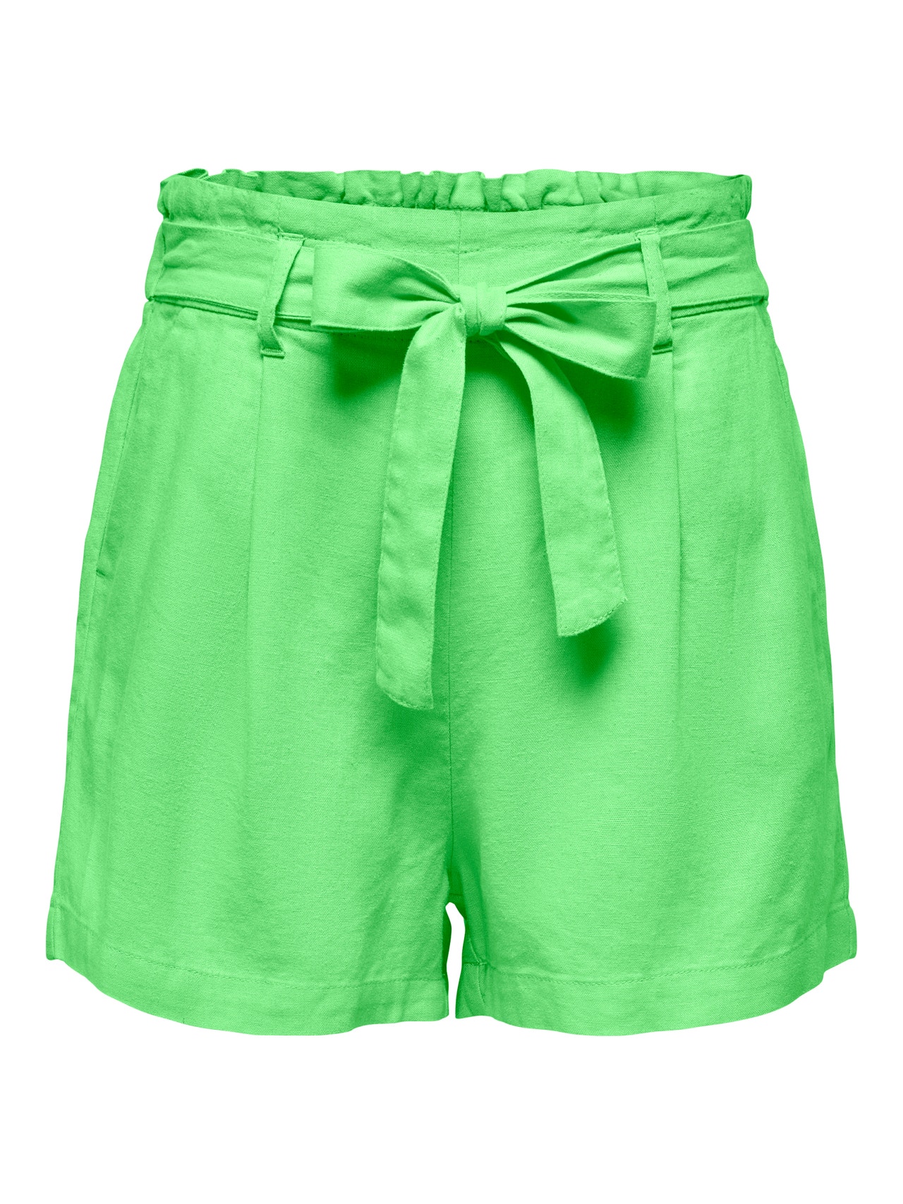 ONLY Hør shorts med høj talje -Summer Green - 15292924