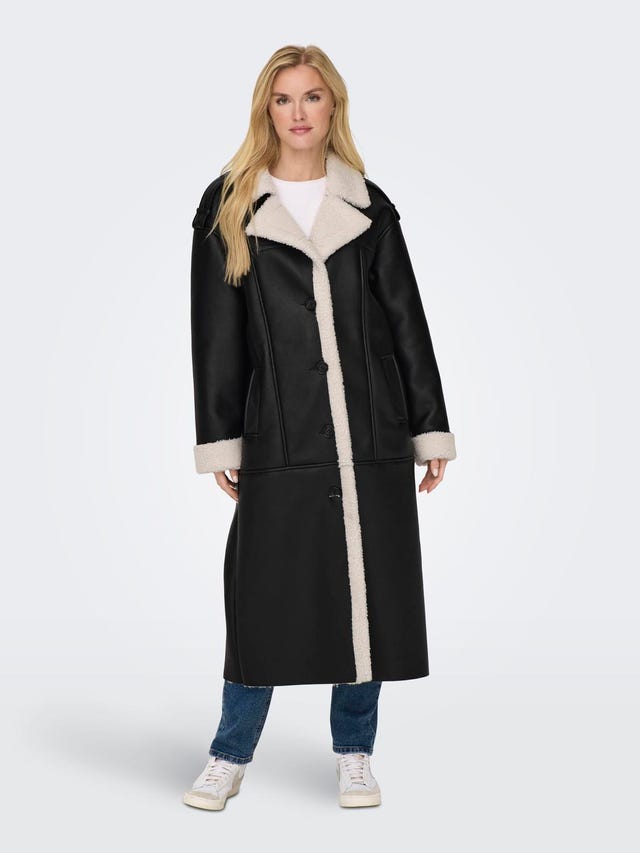 ONLY Imiteret læder frakke - 15292998