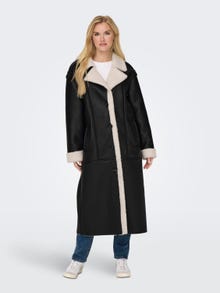 ONLY Imiteret læder frakke -Black - 15292998