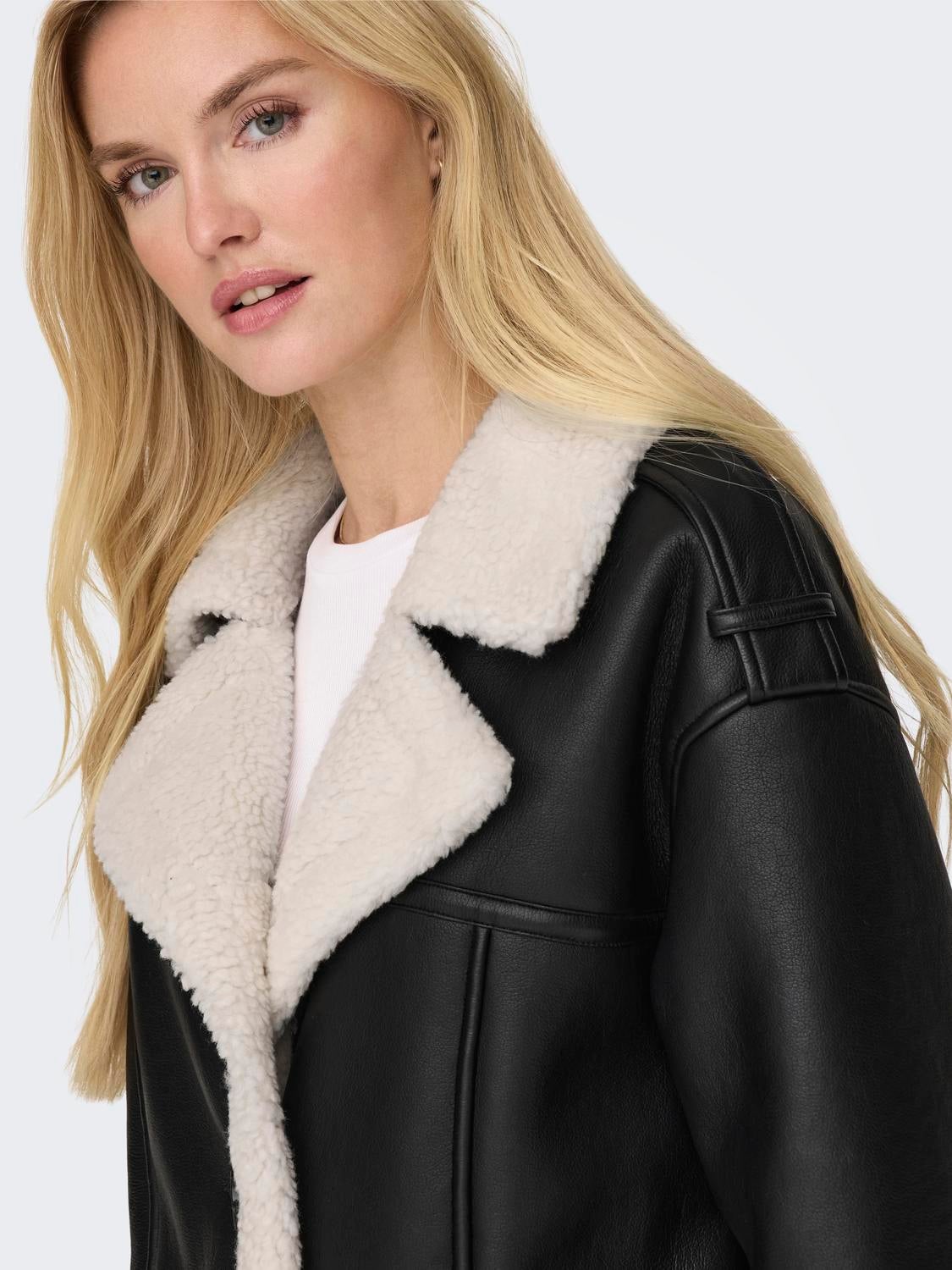 Only faux discount leather shearling jacket