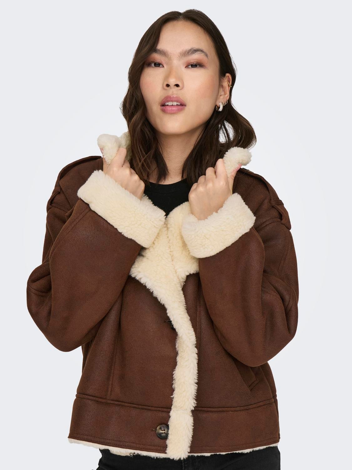 ONLY Aviator Bonded Jacket -Toasted Coconut - 15293012