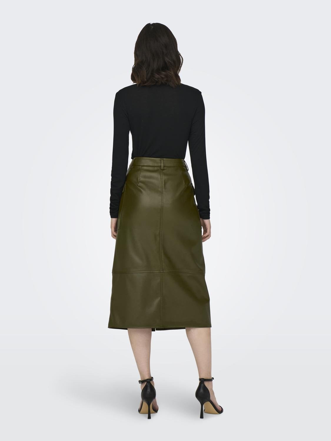 Light army green top pencil skirt