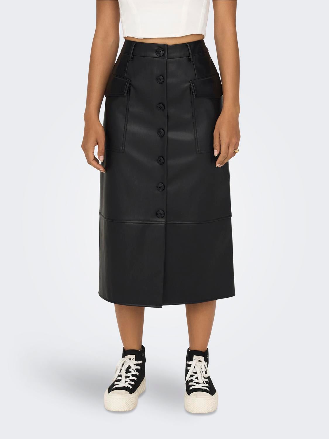 Midi skirt with shop pockets in front