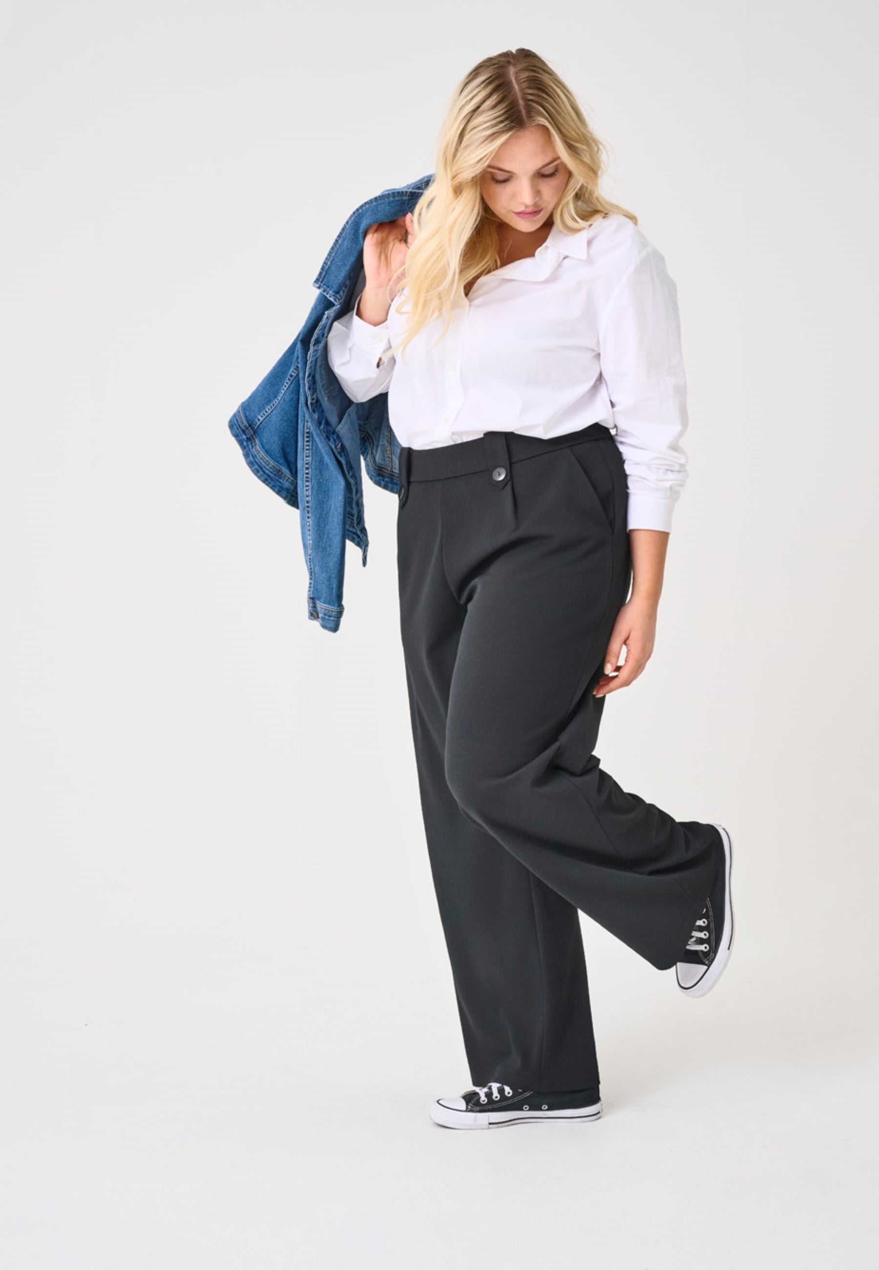 Thumbnail - Carsania Normal Geschnitten Hose Mit Weitem Beinschnitt