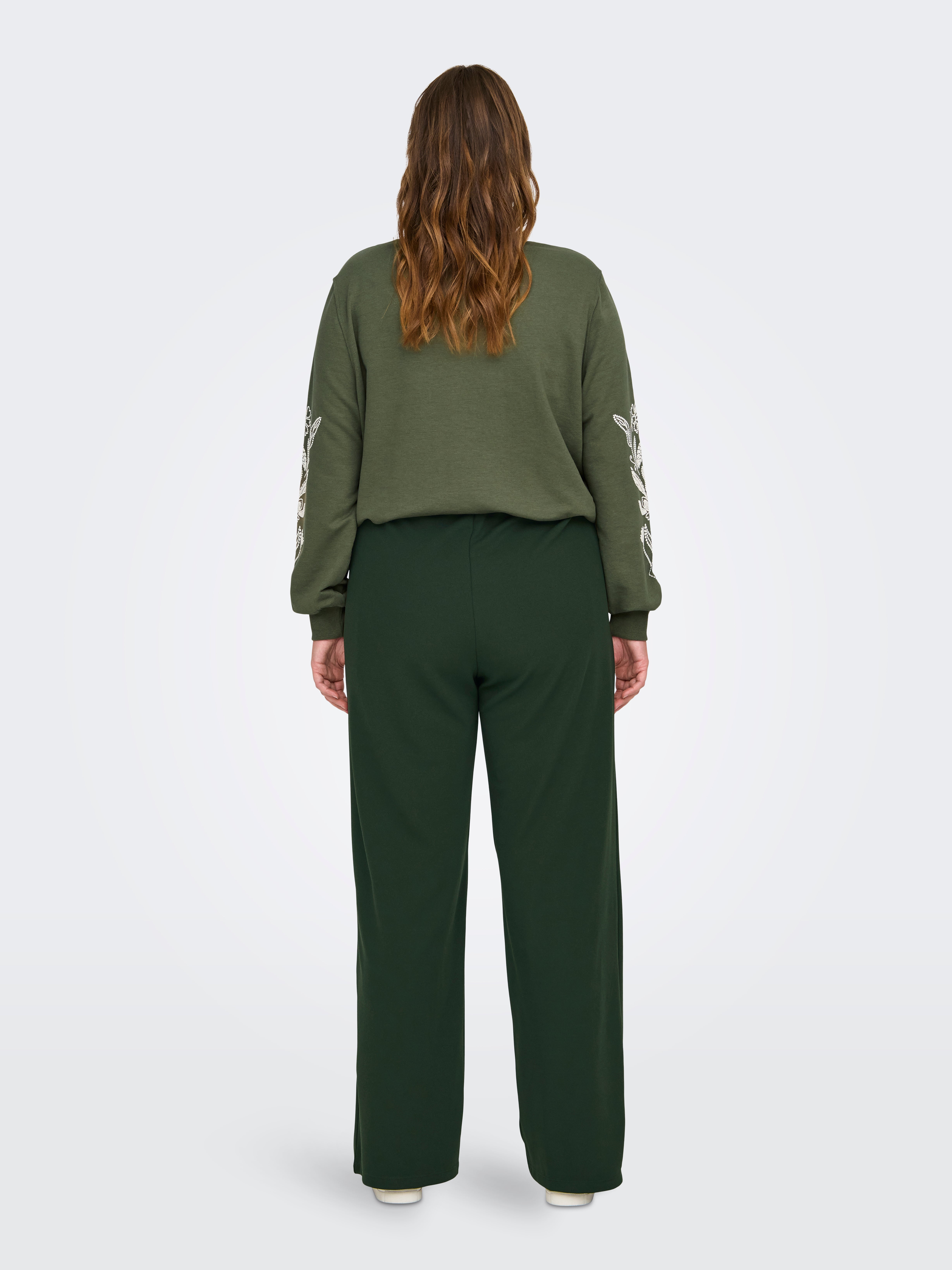 CARSANIA Regular Fit Wide leg trousers Dark Green ONLY