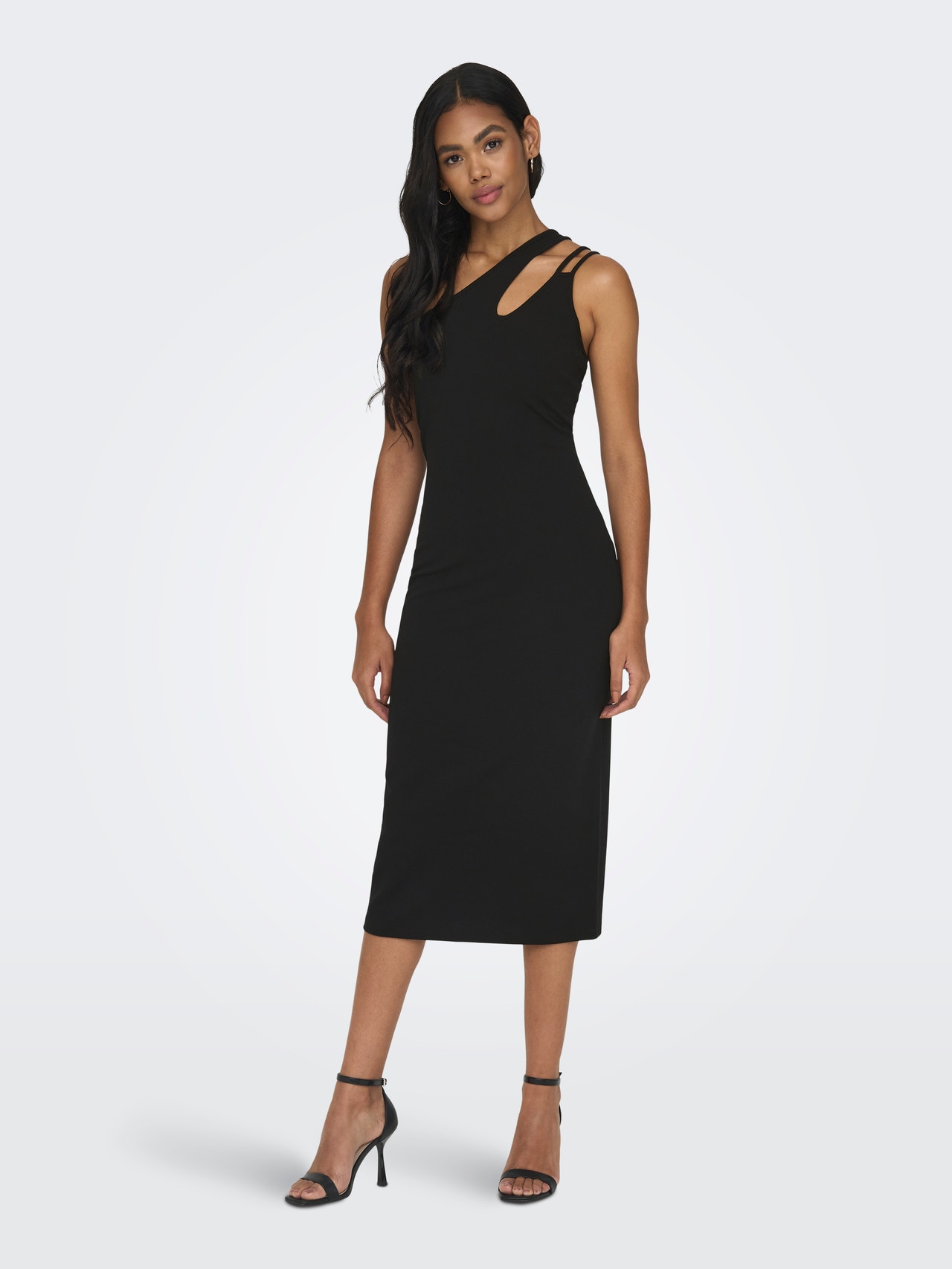 ONLY Normal geschnitten Ein-Schulter Ausschnitt Langes Kleid -Black - 15293199
