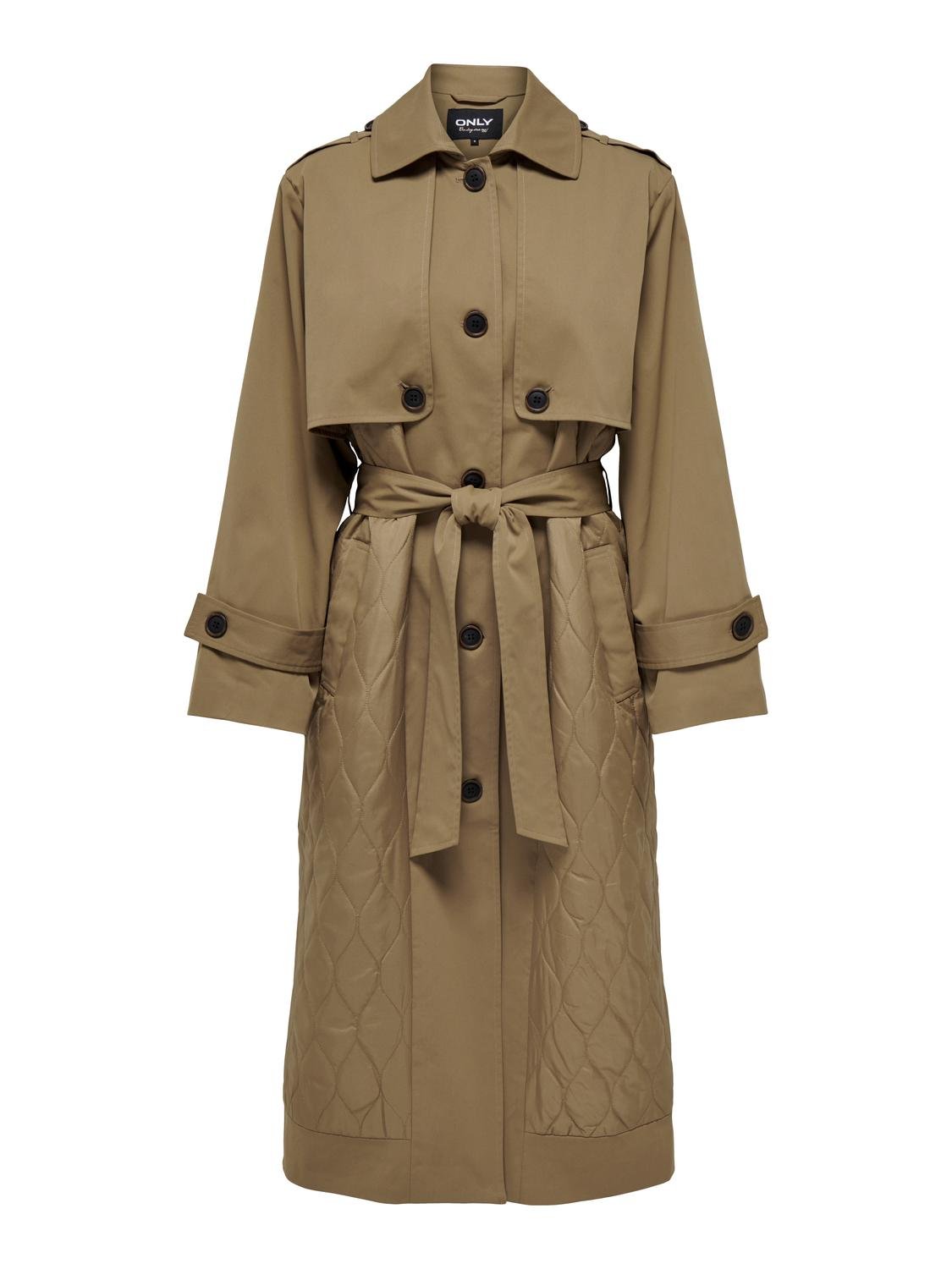 ONLY Spread collar Buttoned cuffs Trenchcoat -Otter - 15293269