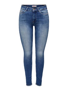 ONLY Skinny Fit Medelhög midja Råskuren fåll Jeans -Medium Blue Denim - 15293282