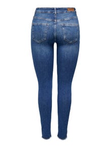 ONLY Skinny Fit Medelhög midja Råskuren fåll Jeans -Medium Blue Denim - 15293282