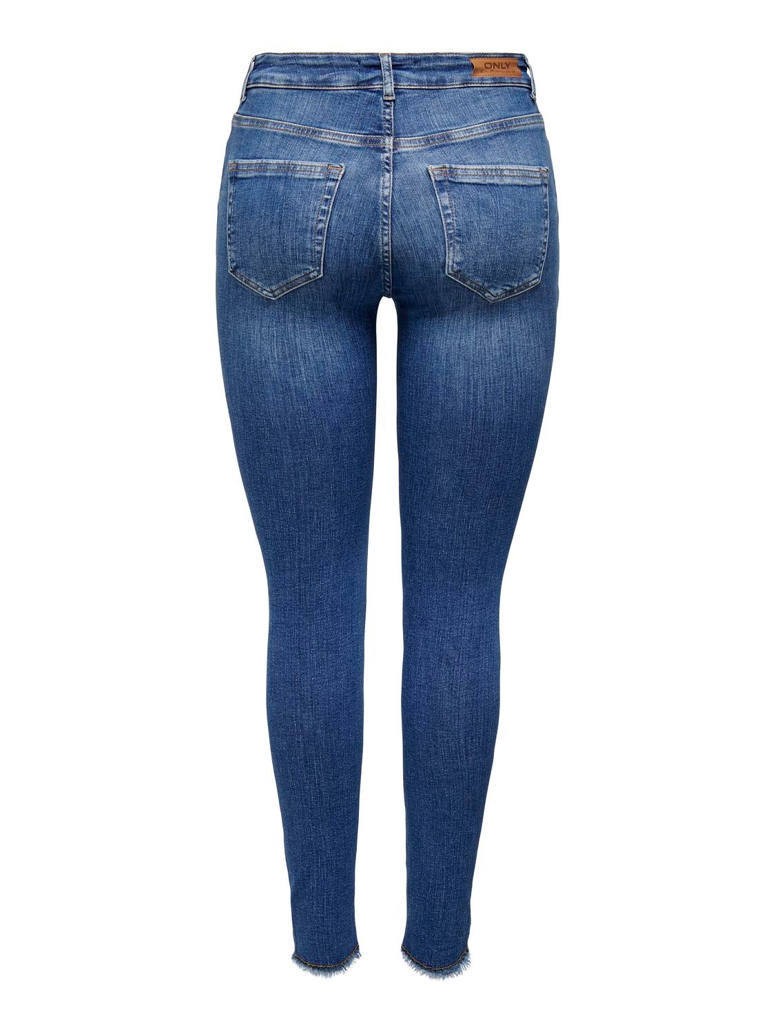 ONLY Vaqueros Corte skinny Cintura media Bajos sin rematar -Medium Blue Denim - 15293282