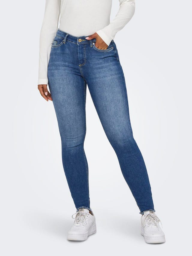 ONLY Jeans Skinny Fit Vita media Orlo a taglio vivo - 15293282