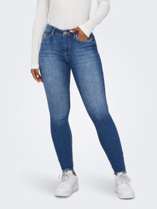 ONLY Skinny Fit Mid waist Raw hems Jeans -Medium Blue Denim - 15293282