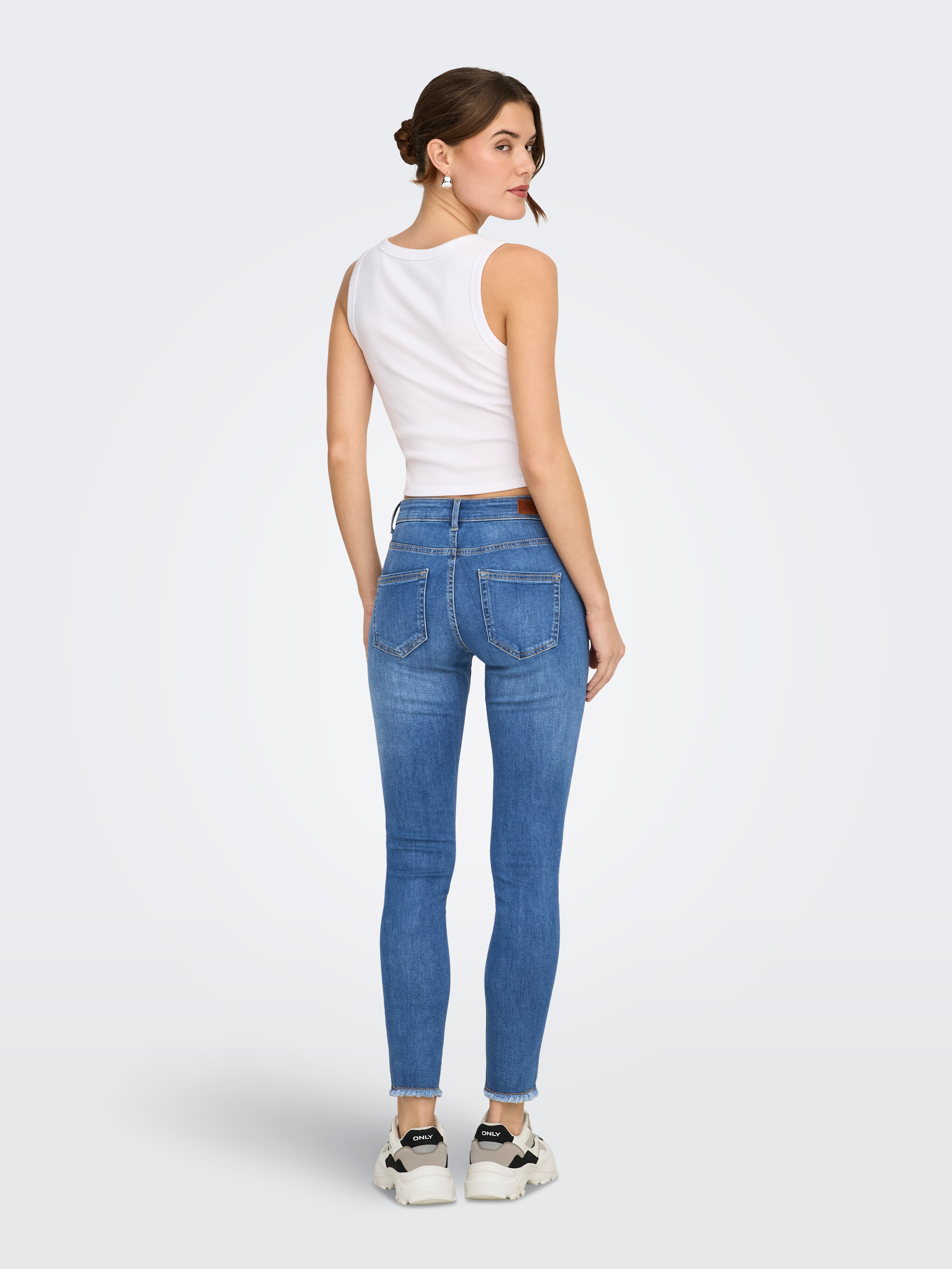 Jean Zara Bleu Taille Haute Jambe Droite Ourlet Brut - Taille EU34, Occasion Très Bon état