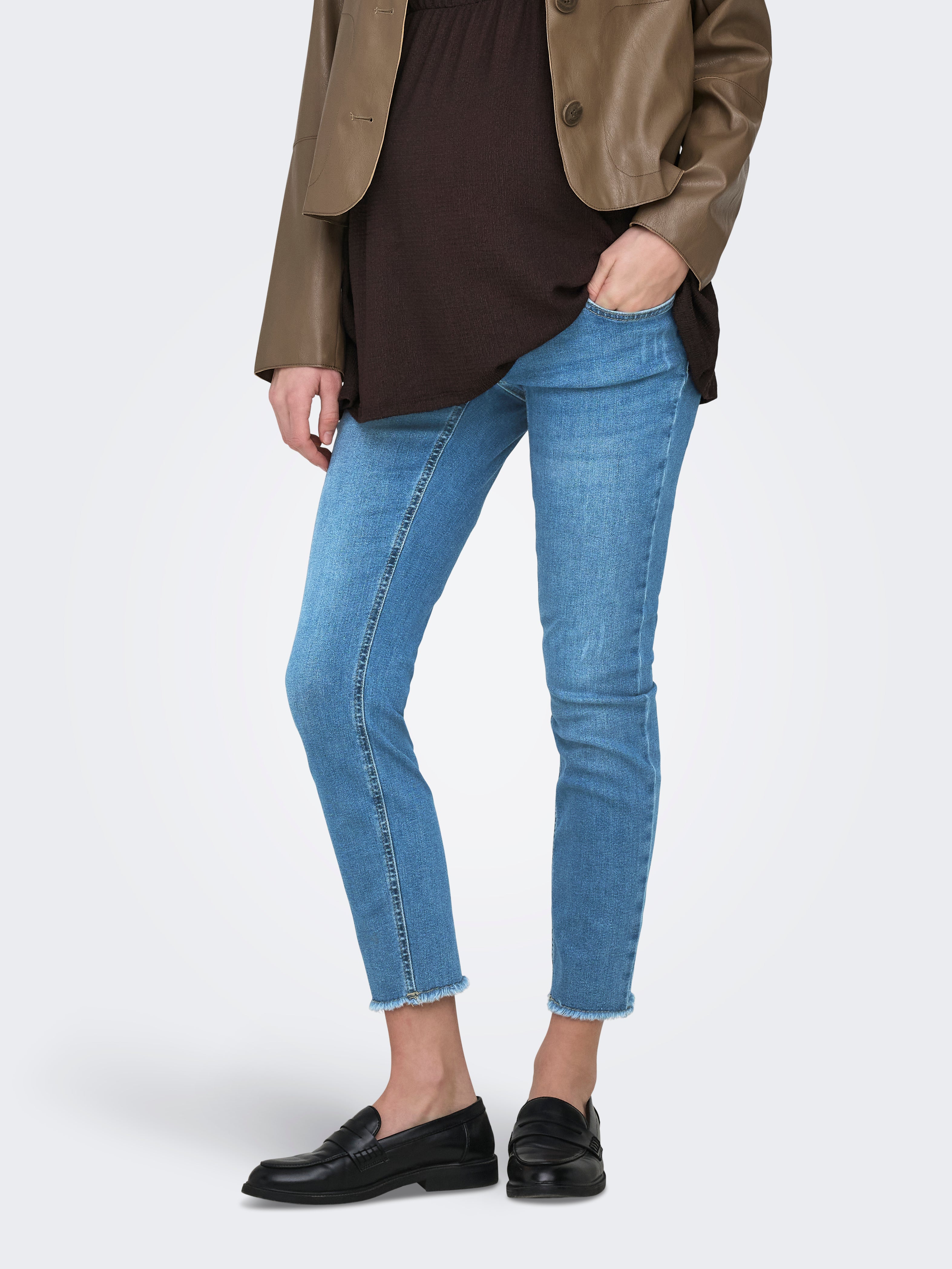 Olmblush Mittlere Taille Skinny Fit Knöchellang Jeans