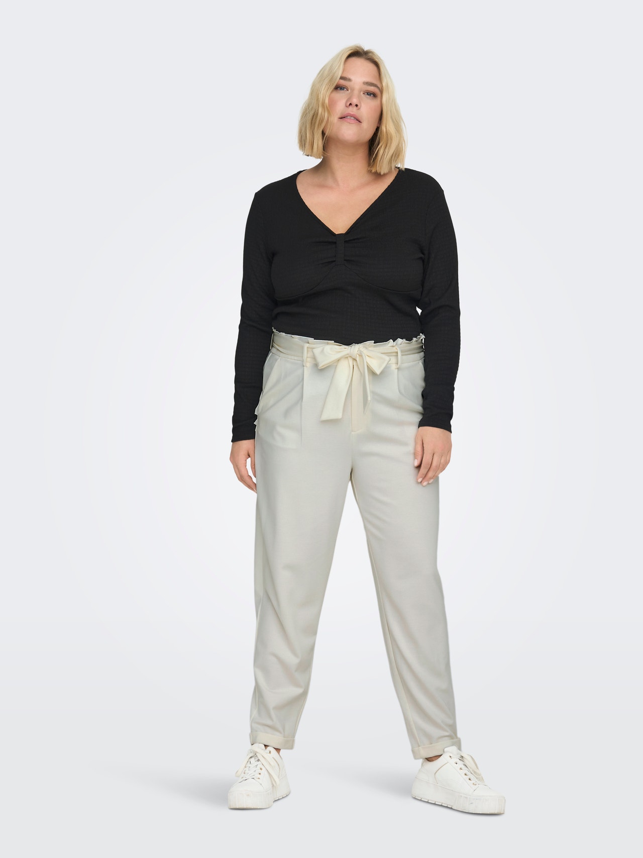 ONLY Pantalons Regular Fit Taille extra basse -Cloud Dancer - 15293377