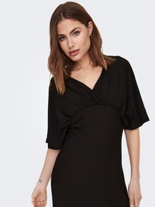 ONLY Normal geschnitten V-Ausschnitt Langes Kleid -Black - 15293441