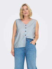 ONLY Curvy v-neck linen top -Clear Sky - 15293681