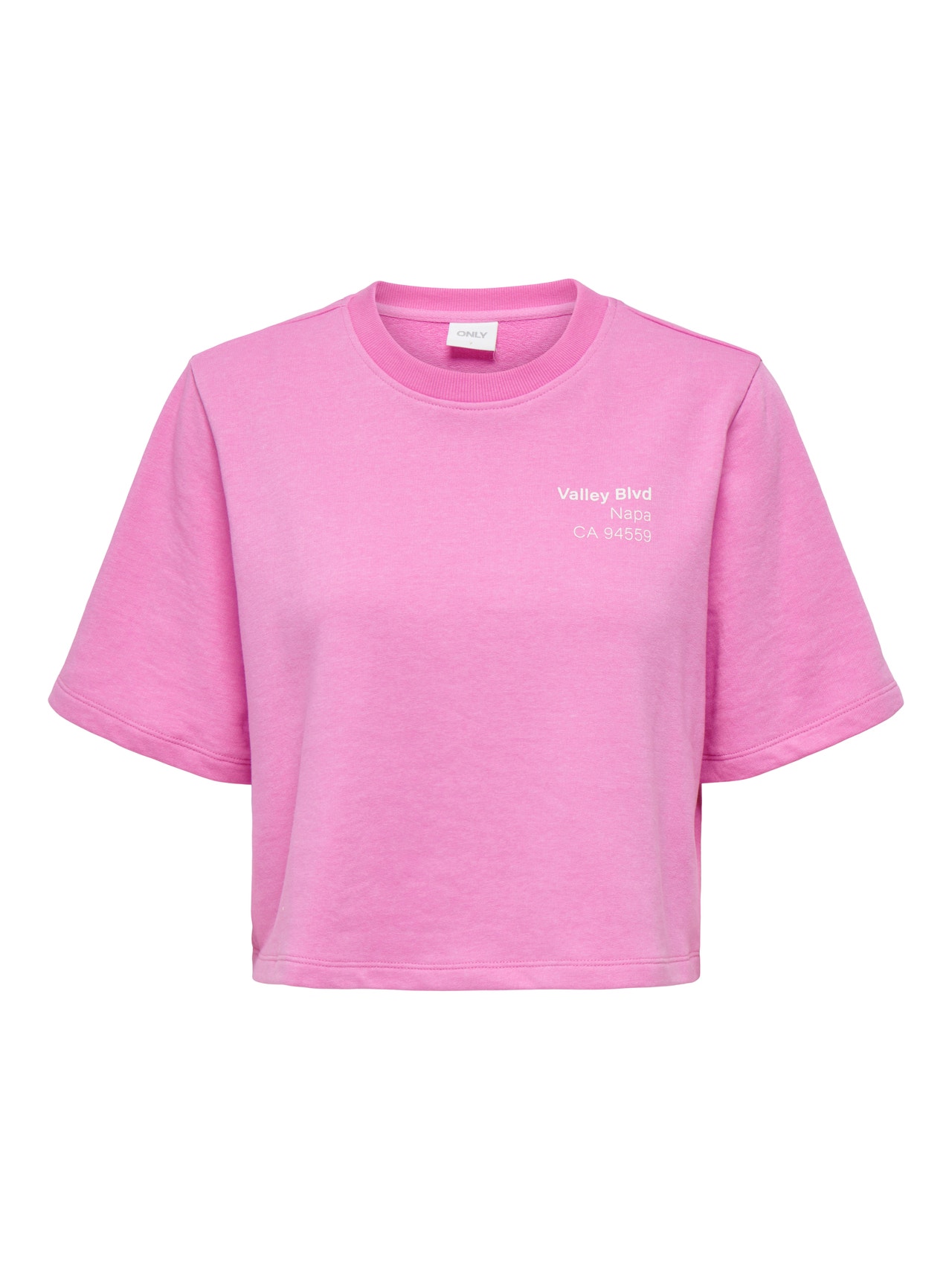 ONLY Short Sleeved Sweatshirt -Fuchsia Pink - 15293691
