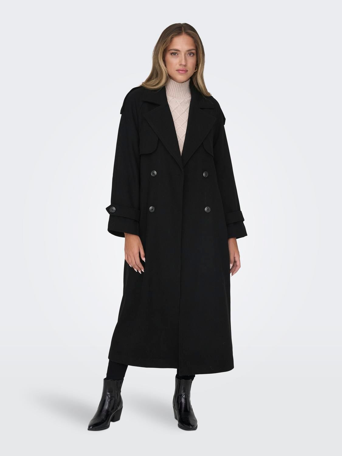 Classic long trench coat | Black | ONLY®