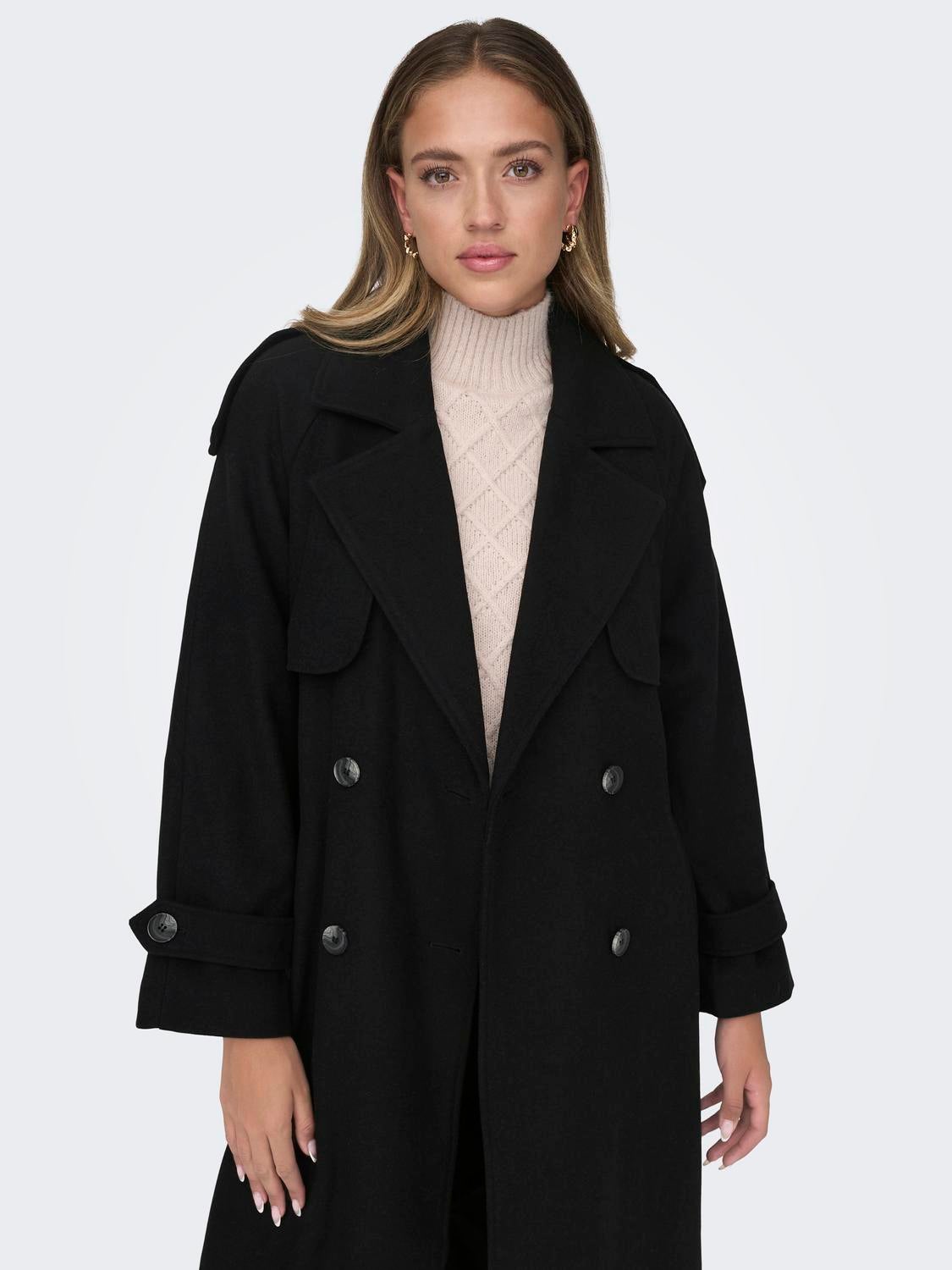 Classic long trench coat | Black | ONLY®