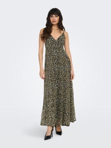 ONLY Slim Fit V-Ausschnitt Langes Kleid -Toasted Coconut - 15293701