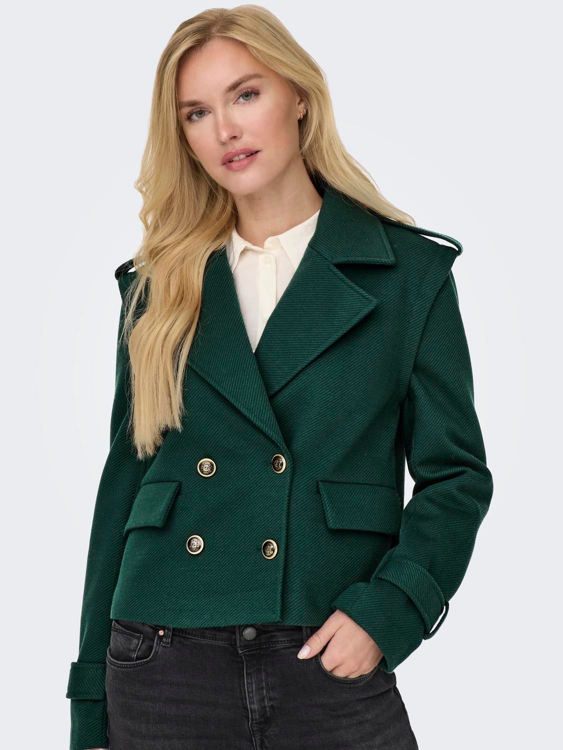 Green short cheap coat