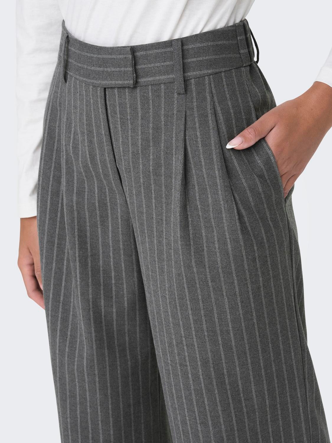 Wide trousers with stripes, Dark Grey