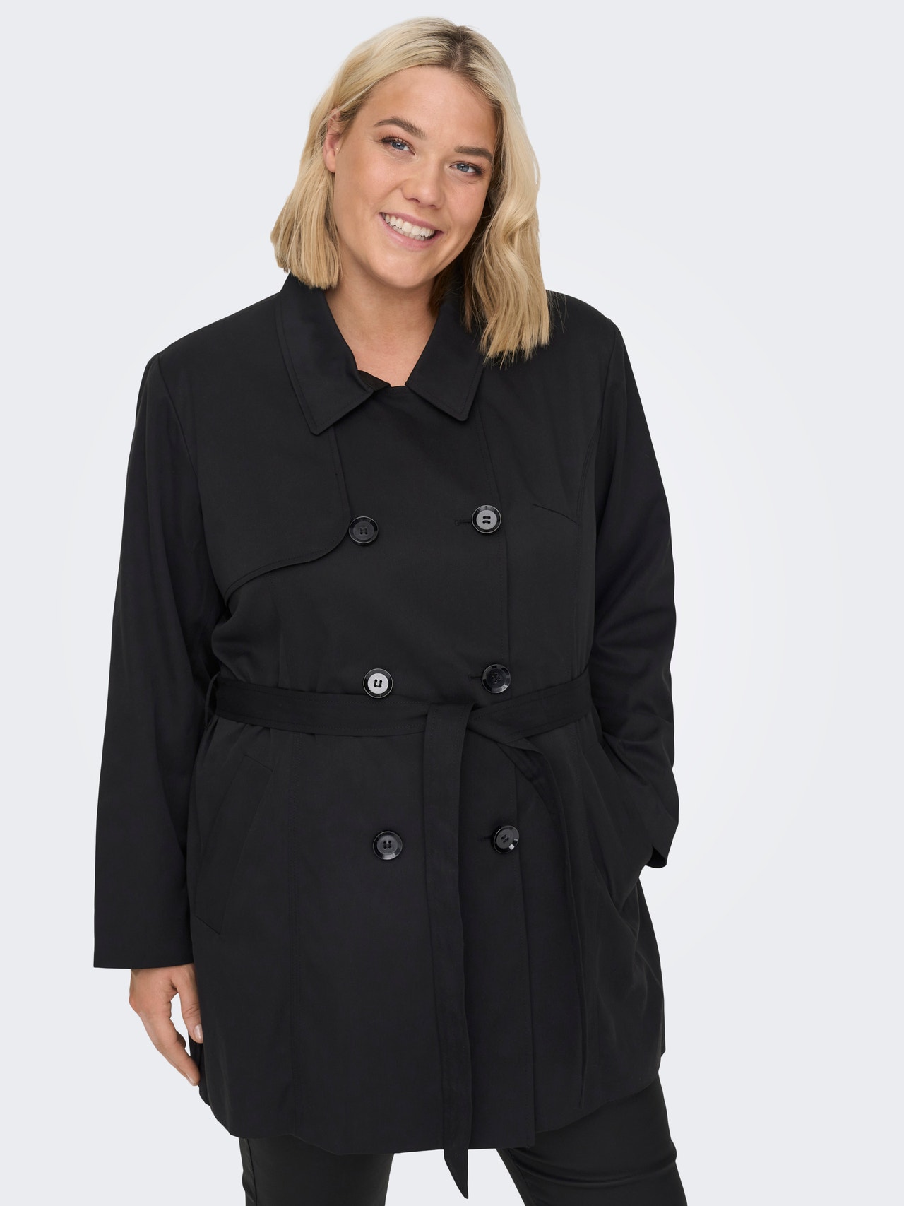 ONLY Curvy Solid colored Trenchcoat -Black - 15293954